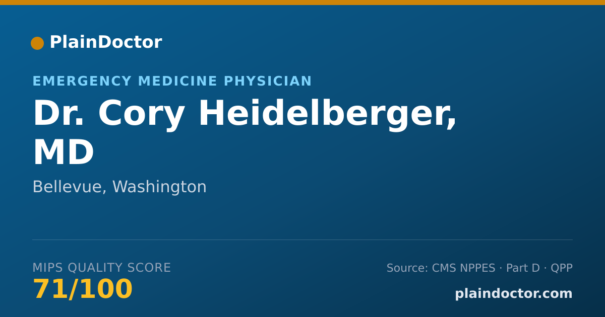Shareable card for Cory Heidelberger, MD - Emergency Medicine Physician, Bellevue, WA