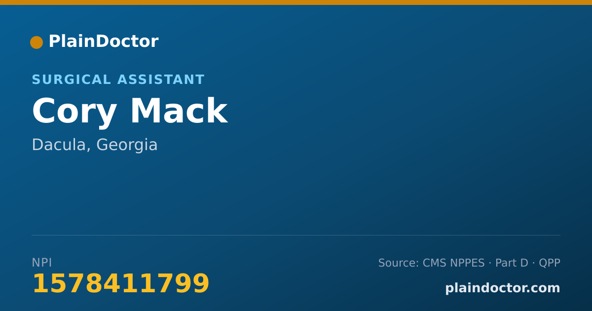 Shareable card for Cory Mack - Surgical Assistant, Dacula, GA