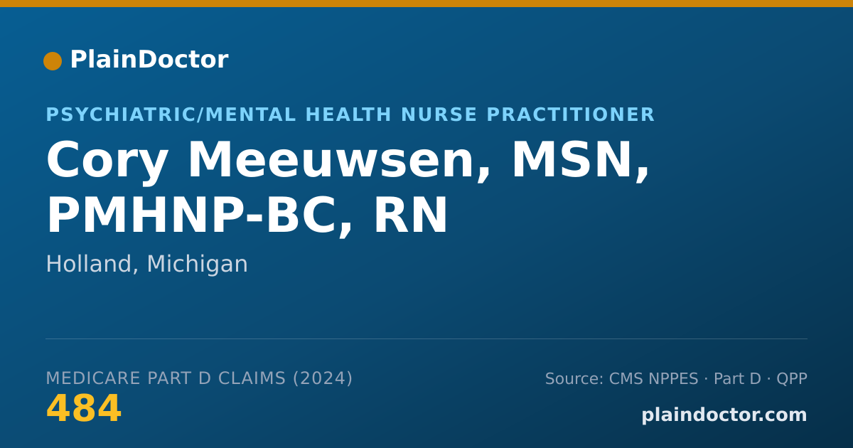 Shareable card for Cory Meeuwsen, MSN, PMHNP-BC, RN - Psychiatric/Mental Health Nurse Practitioner, Holland, MI