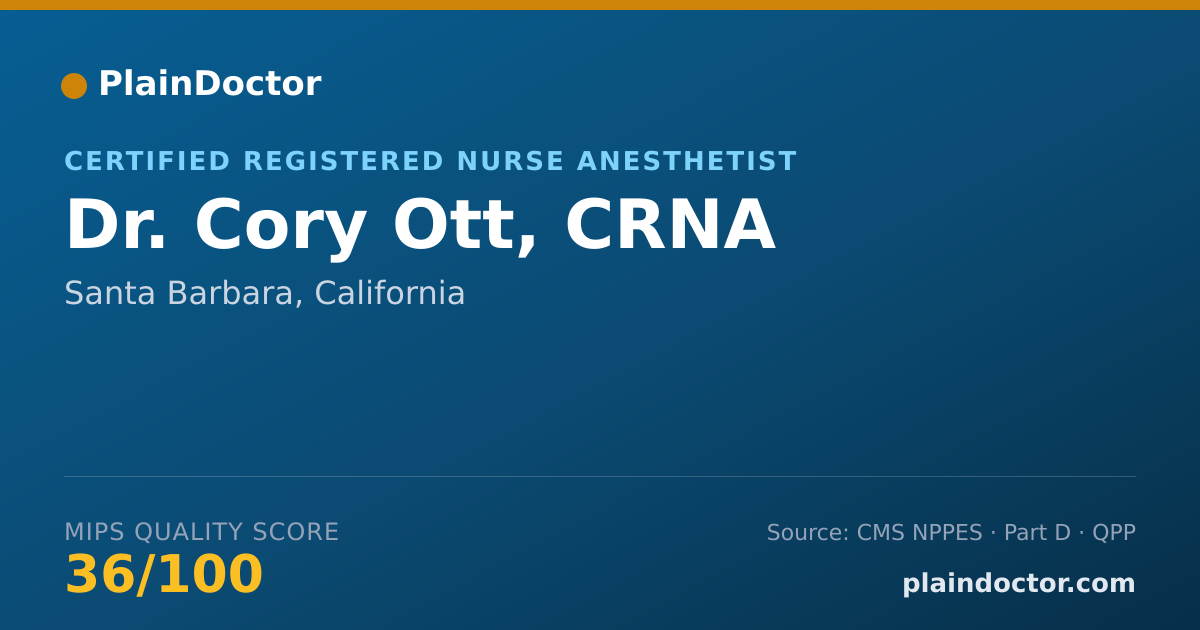 Shareable card for Cory Ott, CRNA - Certified Registered Nurse Anesthetist, Santa Barbara, CA