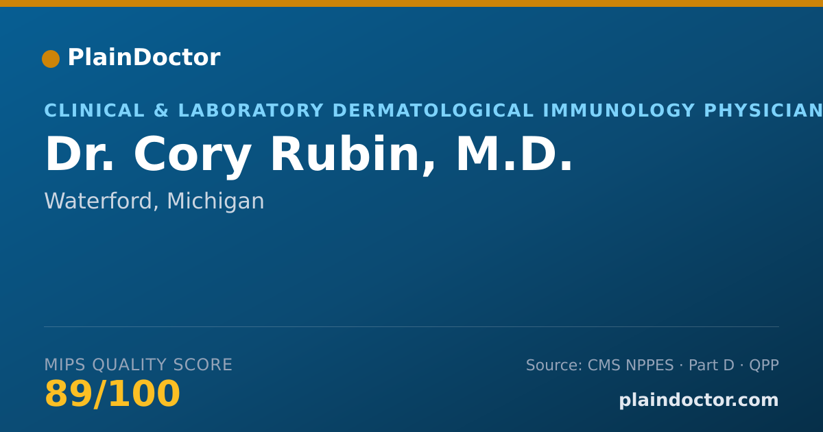 Shareable card for Cory Rubin, M.D. - Clinical & Laboratory Dermatological Immunology Physician, Waterford, MI