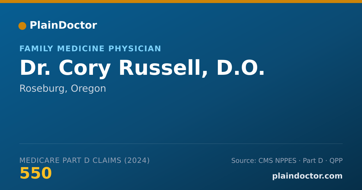 Shareable card for Cory Russell, D.O. - Family Medicine Physician, Roseburg, OR