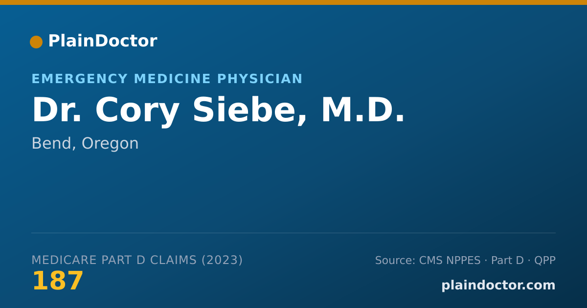 Shareable card for Cory Siebe, M.D. - Emergency Medicine Physician, Bend, OR