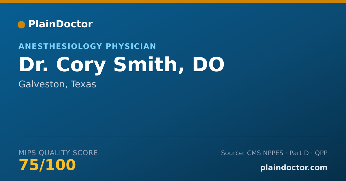 Shareable card for Cory Smith, DO - Anesthesiology Physician, Galveston, TX