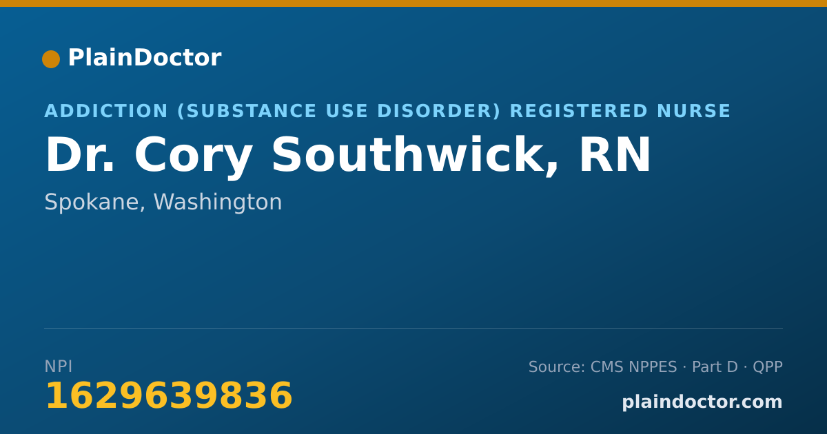 Shareable card for Cory Southwick, RN - Addiction (Substance Use Disorder) Registered Nurse, Spokane, WA