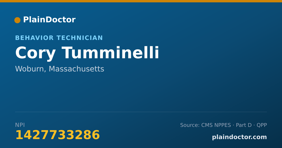 Shareable card for Cory Tumminelli - Behavior Technician, Woburn, MA