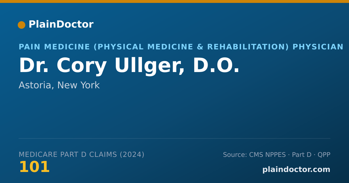 Shareable card for Cory Ullger, D.O. - Pain Medicine (Physical Medicine & Rehabilitation) Physician, Astoria, NY