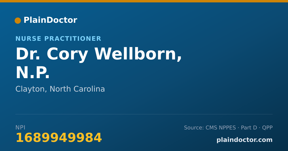 Shareable card for Cory Wellborn, N.P. - Nurse Practitioner, Clayton, NC