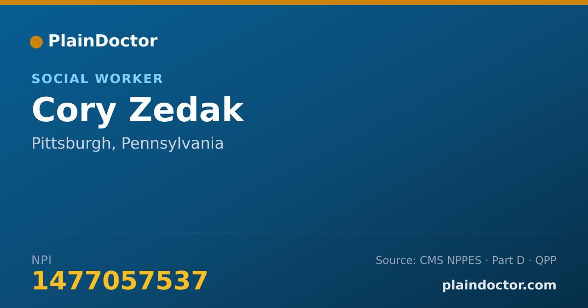 Shareable card for Cory Zedak - Social Worker, Pittsburgh, PA