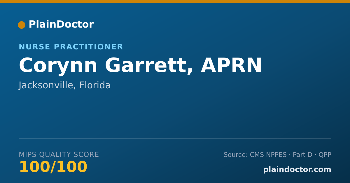Shareable card for Corynn Garrett, APRN - Nurse Practitioner, Jacksonville, FL