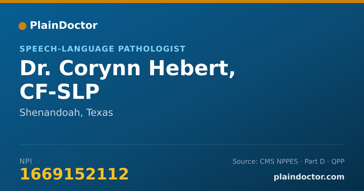 Shareable card for Corynn Hebert, CF-SLP - Speech-Language Pathologist, Shenandoah, TX
