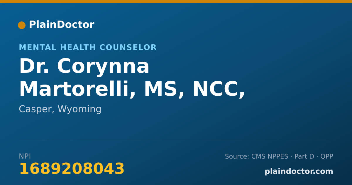 Shareable card for Corynna Martorelli, MS, NCC, LPC - Mental Health Counselor, Casper, WY