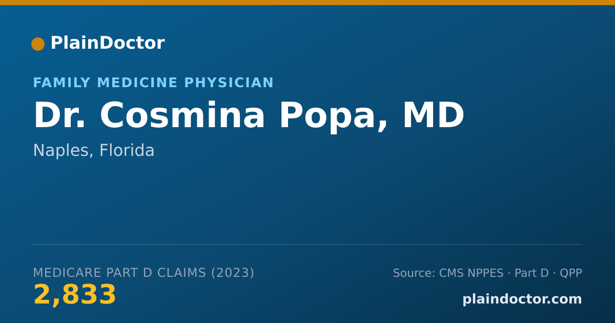 Shareable card for Cosmina Popa, MD - Family Medicine Physician, Naples, FL