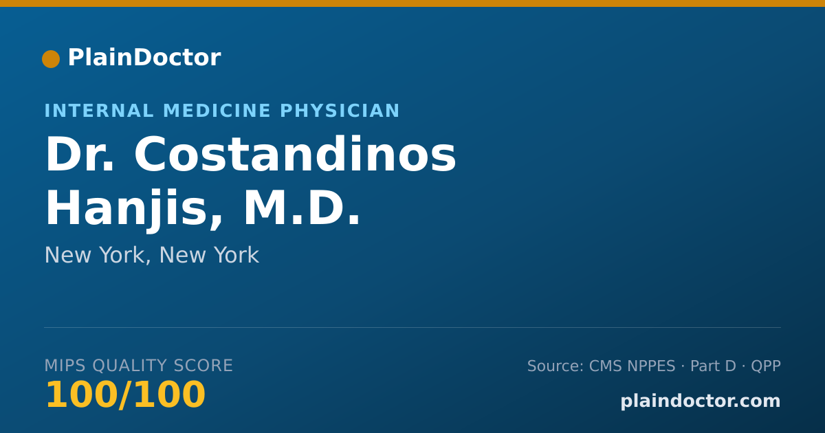 Shareable card for Costandinos Hanjis, M.D. - Internal Medicine Physician, New York, NY