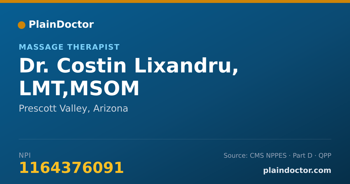 Shareable card for Costin Lixandru, LMT,MSOM - Massage Therapist, Prescott Valley, AZ