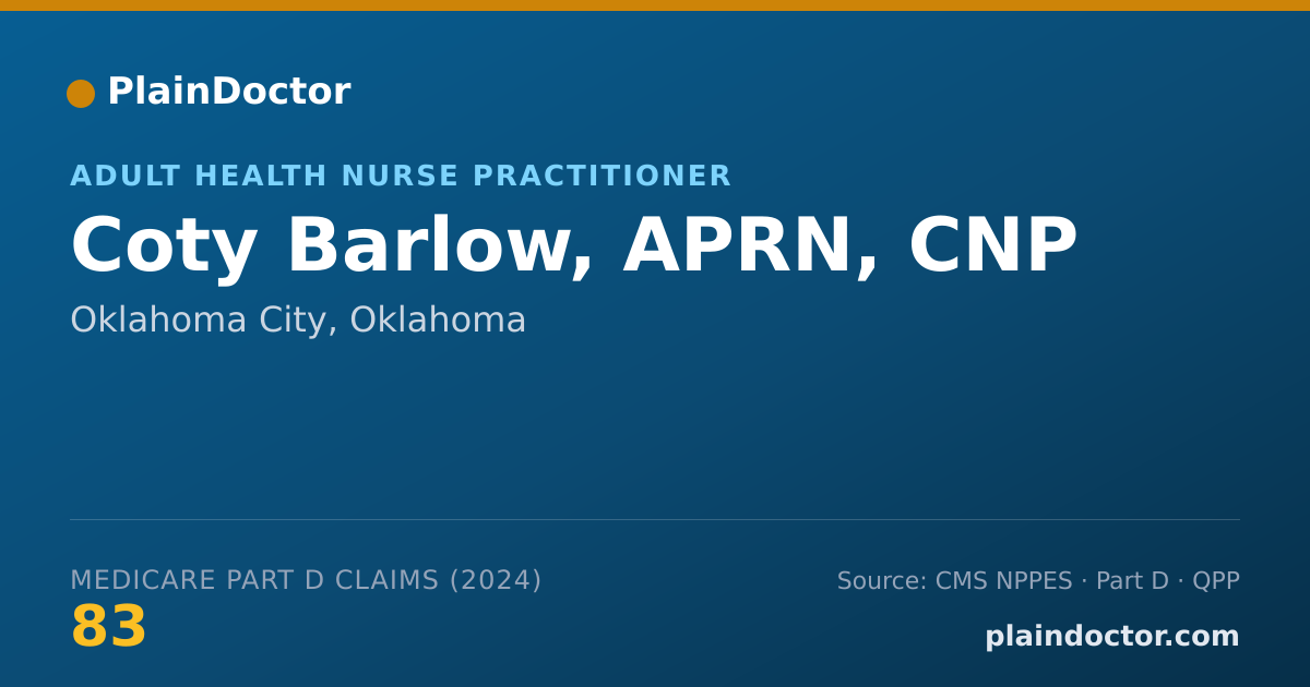 Shareable card for Coty Barlow, APRN, CNP - Adult Health Nurse Practitioner, Oklahoma City, OK