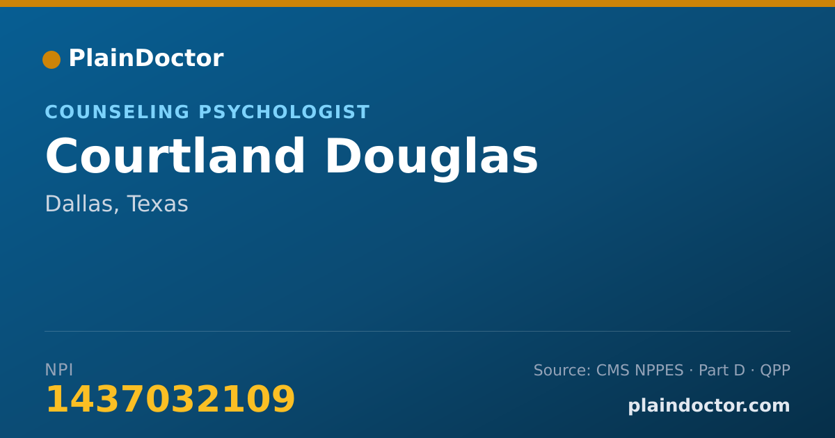 Shareable card for Courtland Douglas - Counseling Psychologist, Dallas, TX