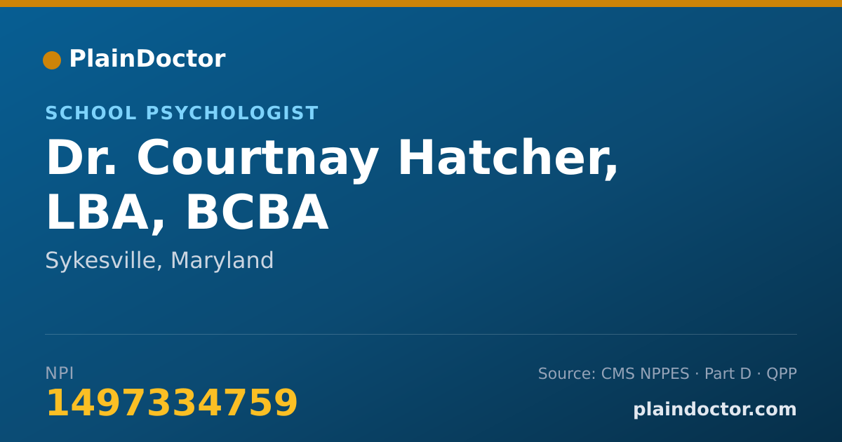 Shareable card for Courtnay Hatcher, LBA, BCBA - School Psychologist, Sykesville, MD