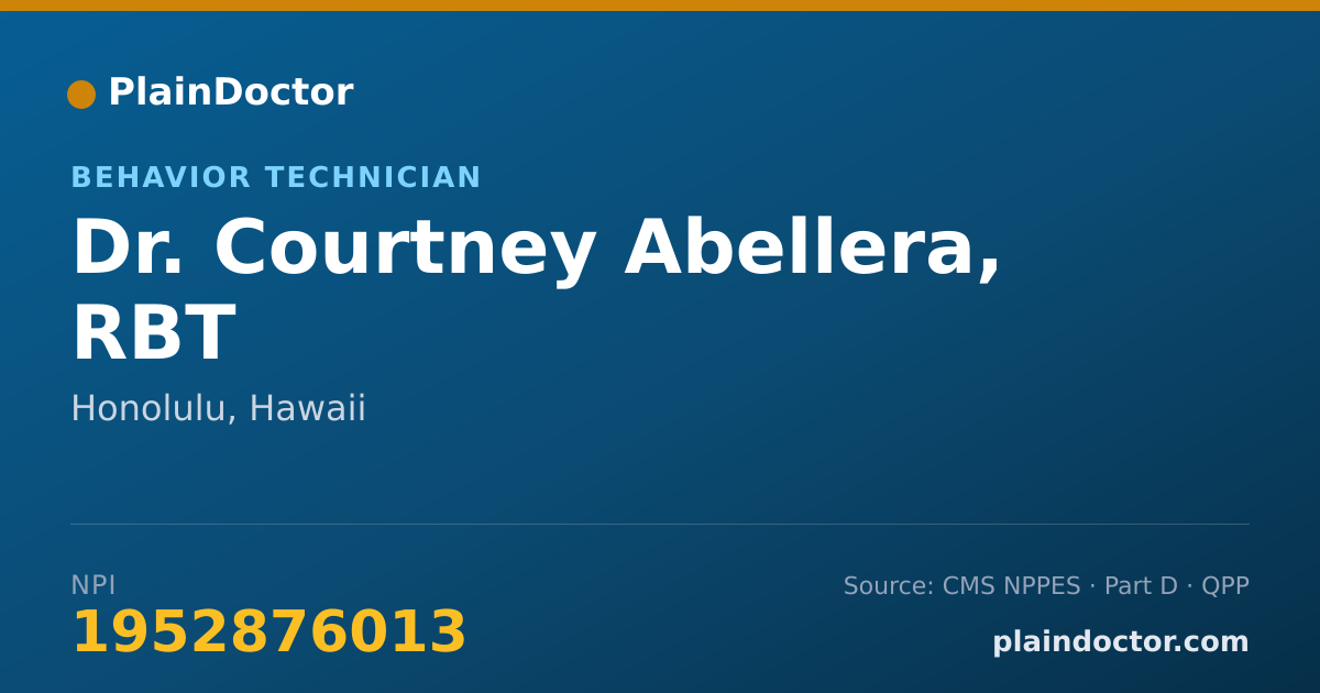 Shareable card for Courtney Abellera, RBT - Behavior Technician, Honolulu, HI