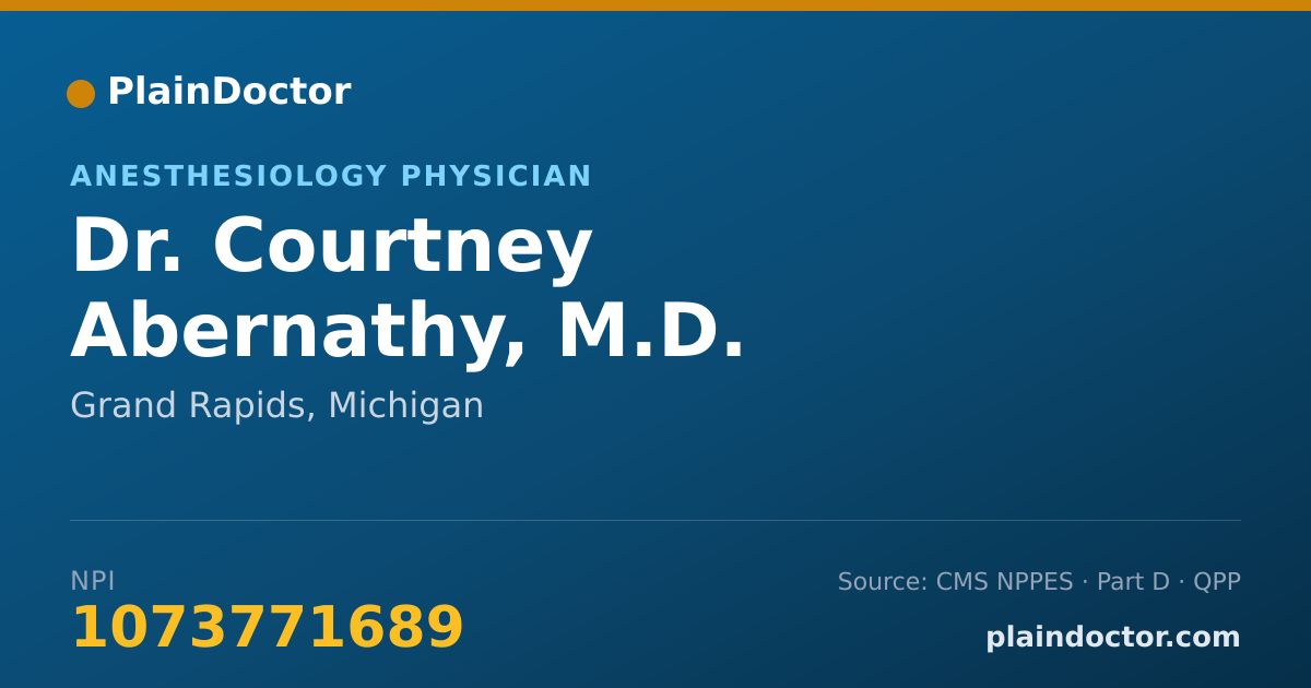 Shareable card for Courtney Abernathy, M.D. - Anesthesiology Physician, Grand Rapids, MI