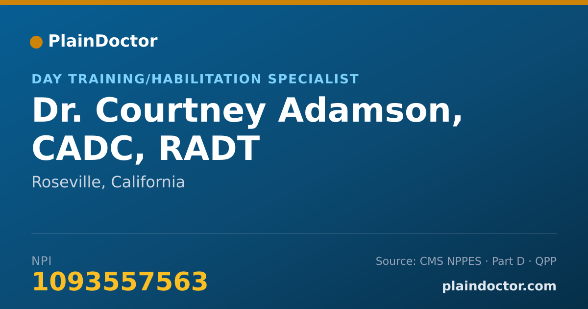 Shareable card for Courtney Adamson, CADC, RADT - Day Training/Habilitation Specialist, Roseville, CA