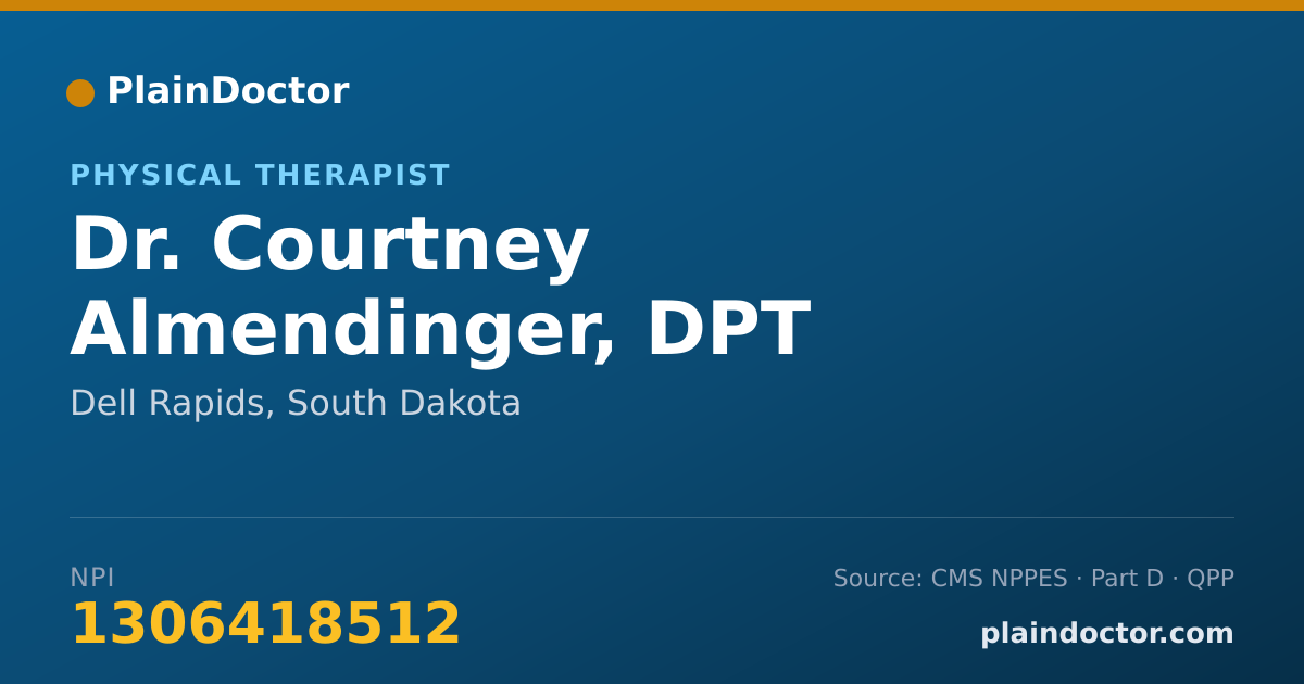 Shareable card for Courtney Almendinger, DPT - Physical Therapist, Dell Rapids, SD