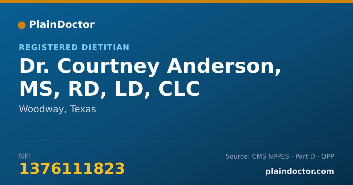 Shareable card for Courtney Anderson, MS, RD, LD, CLC - Registered Dietitian, Woodway, TX