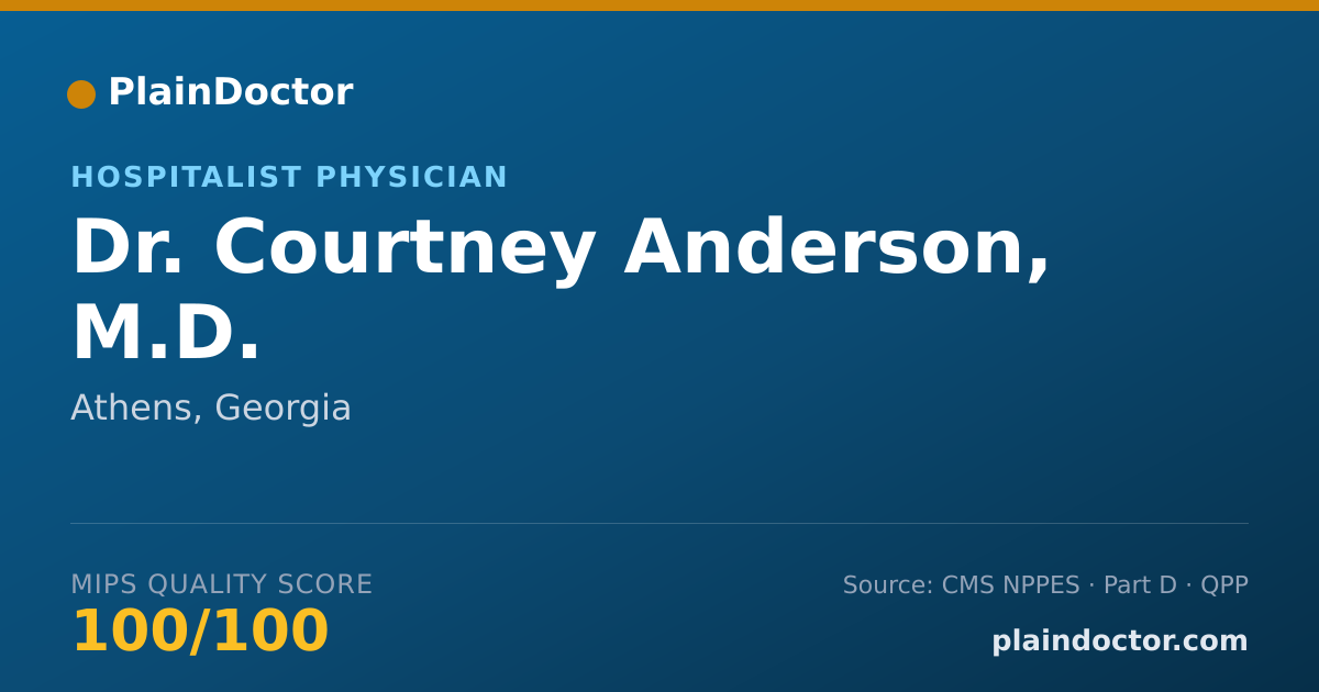 Shareable card for Courtney Anderson, M.D. - Hospitalist Physician, Athens, GA