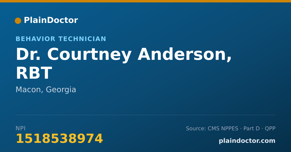 Shareable card for Courtney Anderson, RBT - Behavior Technician, Macon, GA