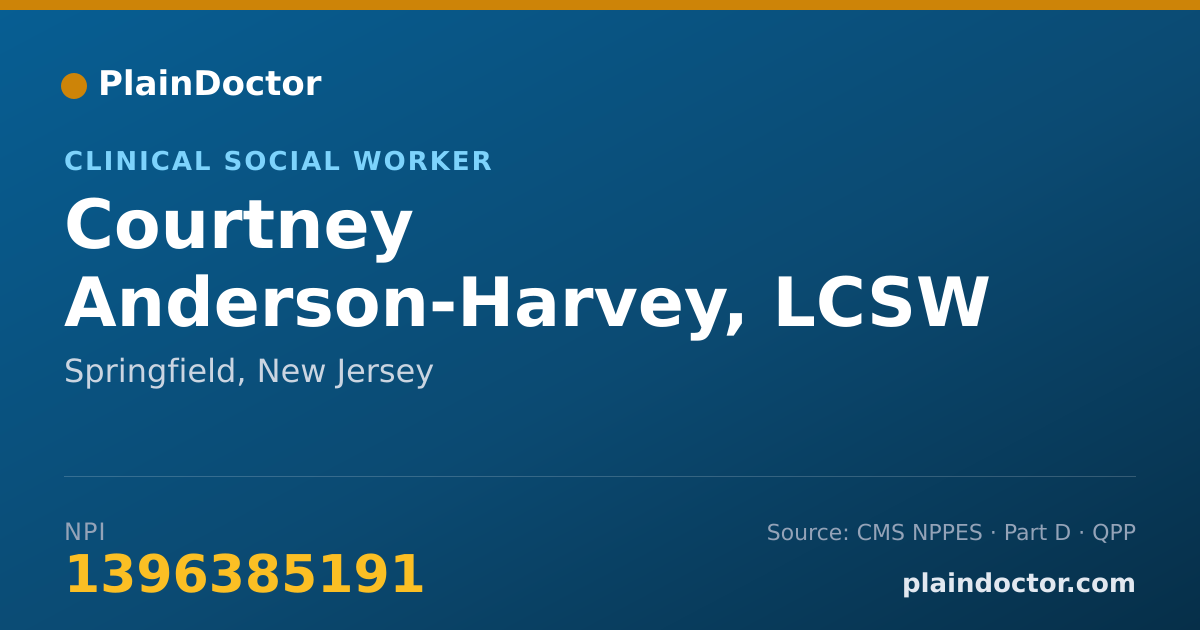 Shareable card for Courtney Anderson-Harvey, LCSW - Clinical Social Worker, Springfield, NJ