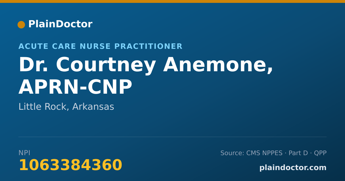 Shareable card for Courtney Anemone, APRN-CNP - Acute Care Nurse Practitioner, Little Rock, AR