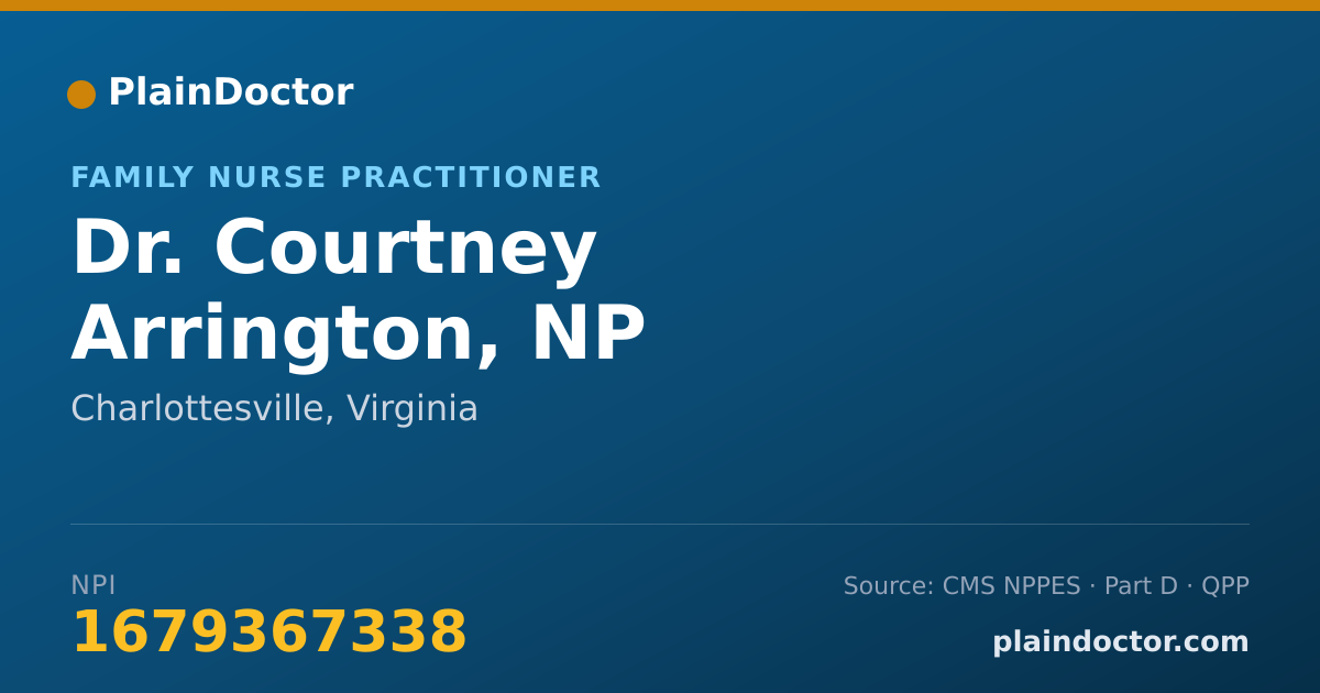 Shareable card for Courtney Arrington, NP - Family Nurse Practitioner, Charlottesville, VA