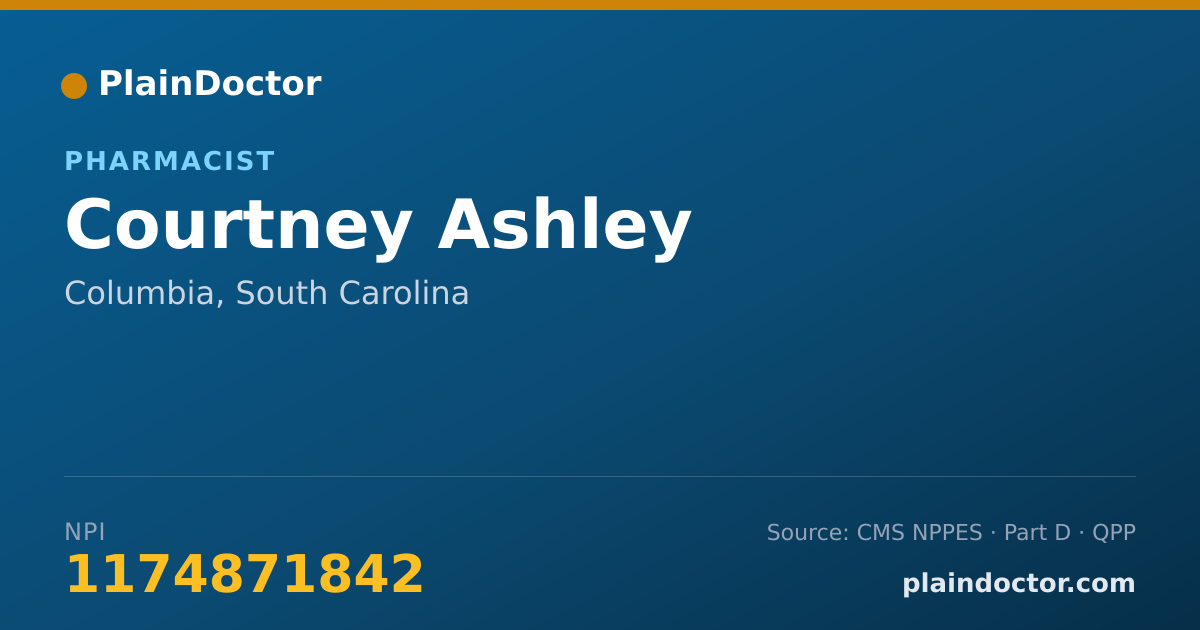 Shareable card for Courtney Ashley - Pharmacist, Columbia, SC