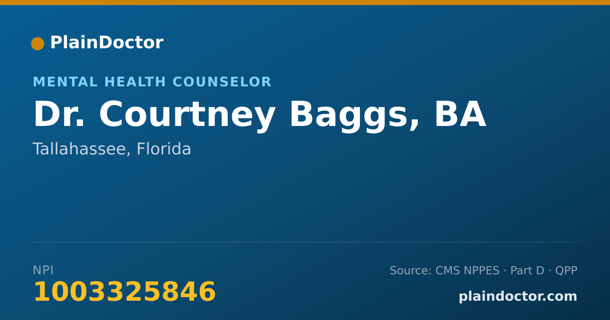 Shareable card for Courtney Baggs, BA - Mental Health Counselor, Tallahassee, FL