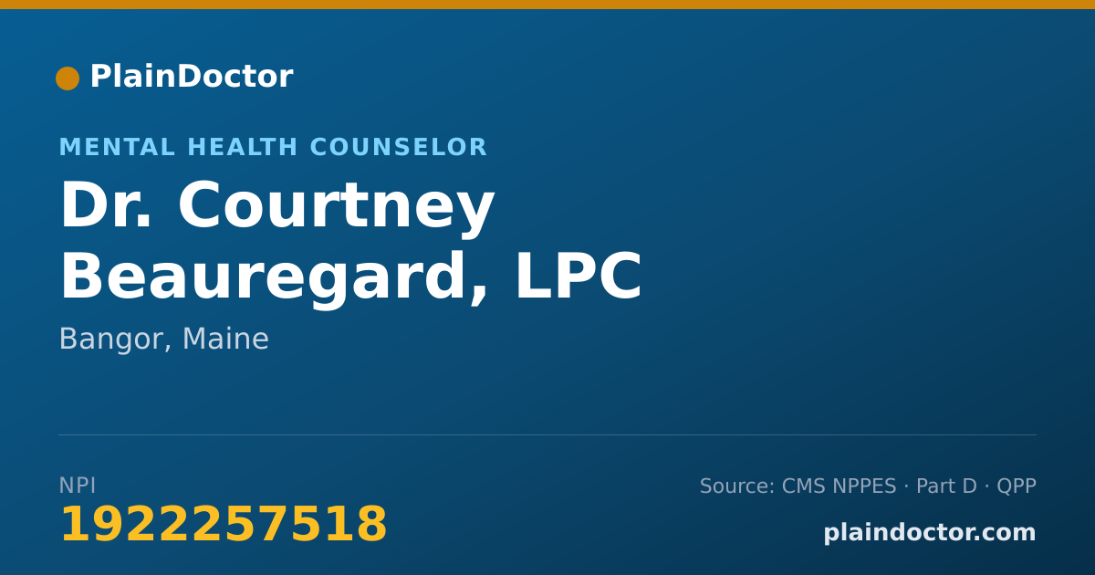 Shareable card for Courtney Beauregard, LPC - Mental Health Counselor, Bangor, ME