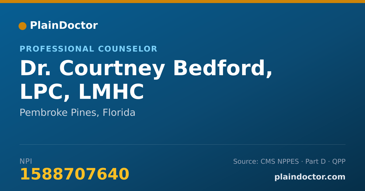 Shareable card for Courtney Bedford, LPC, LMHC - Professional Counselor, Pembroke Pines, FL