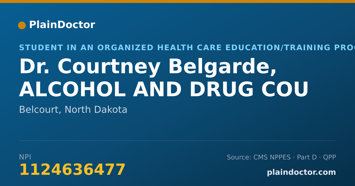 Shareable card for Courtney Belgarde, ALCOHOL AND DRUG COU - Student in an Organized Health Care Education/Training Program, Belcourt, ND