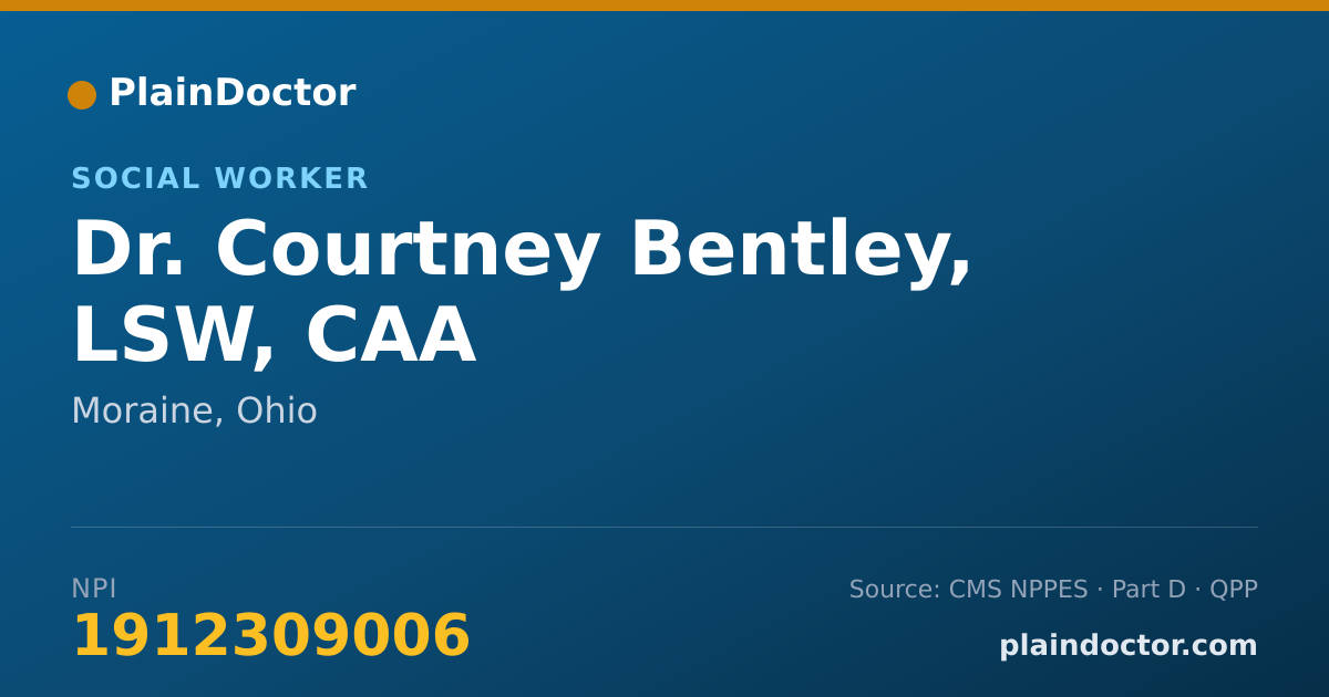 Shareable card for Courtney Bentley, LSW, CAA - Social Worker, Moraine, OH