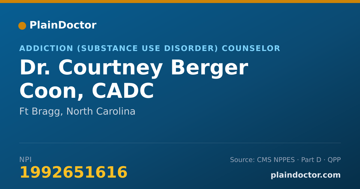 Shareable card for Courtney Berger Coon, CADC - Addiction (Substance Use Disorder) Counselor, Ft Bragg, NC