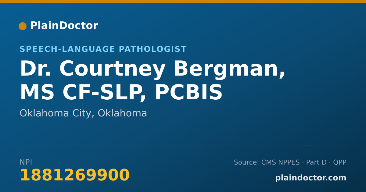 Shareable card for Courtney Bergman, MS CF-SLP, PCBIS - Speech-Language Pathologist, Oklahoma City, OK