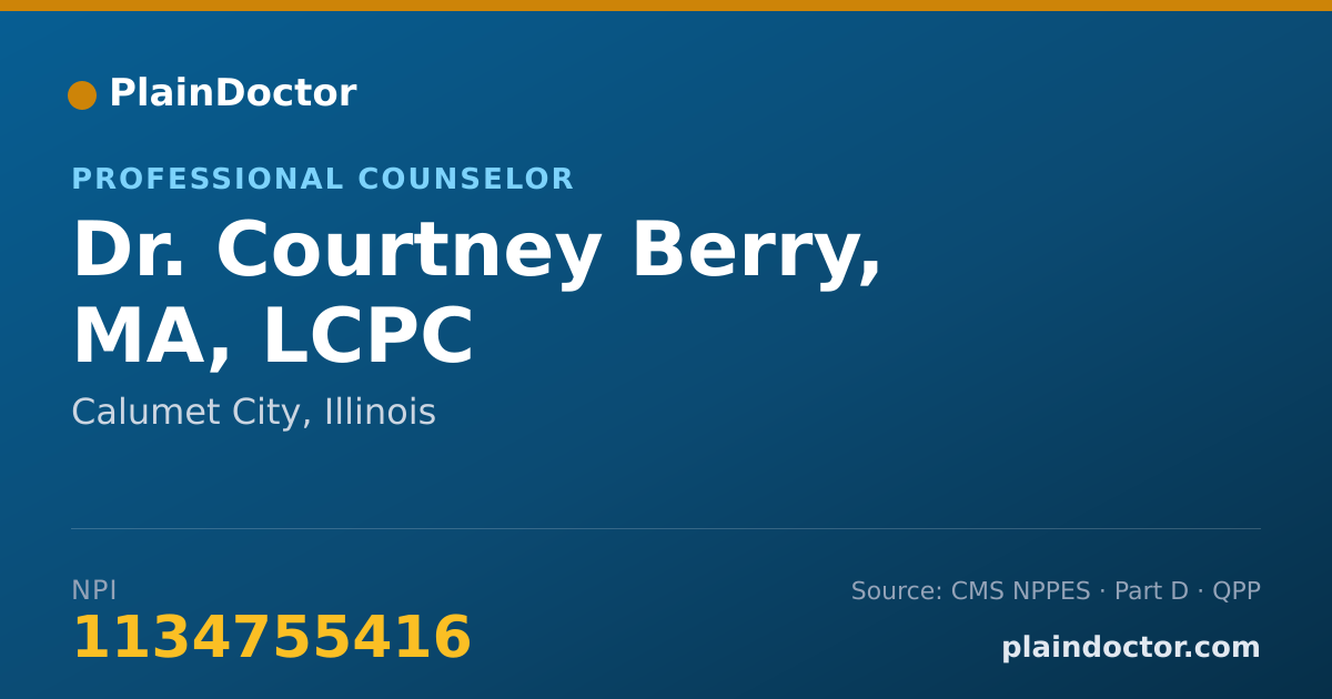 Shareable card for Courtney Berry, MA, LCPC - Professional Counselor, Calumet City, IL