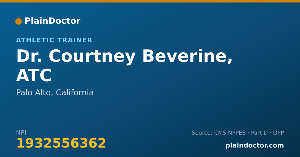 Shareable card for Courtney Beverine, ATC - Athletic Trainer, Palo Alto, CA