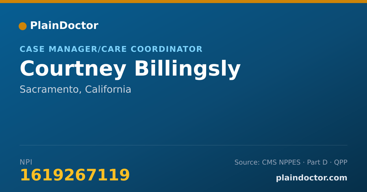 Shareable card for Courtney Billingsly - Case Manager/Care Coordinator, Sacramento, CA