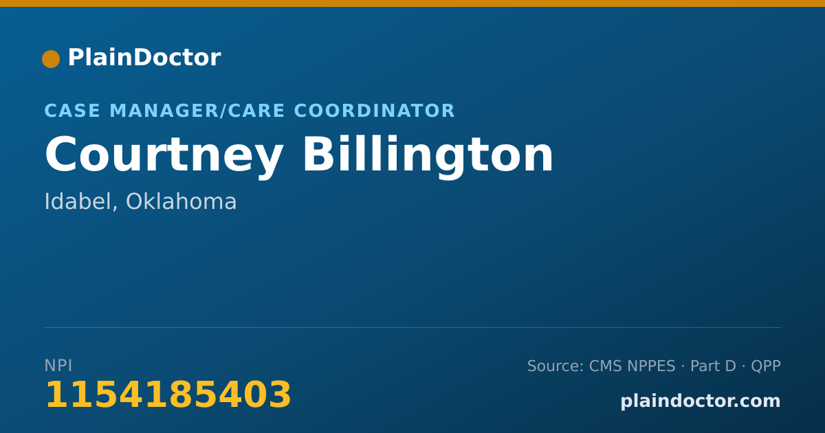 Shareable card for Courtney Billington - Case Manager/Care Coordinator, Idabel, OK