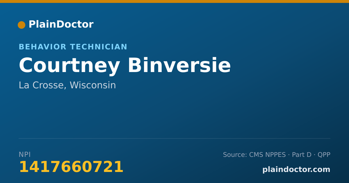 Shareable card for Courtney Binversie - Behavior Technician, La Crosse, WI