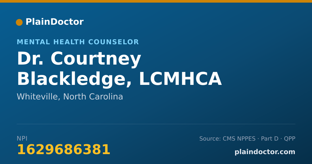 Shareable card for Courtney Blackledge, LCMHCA - Mental Health Counselor, Whiteville, NC