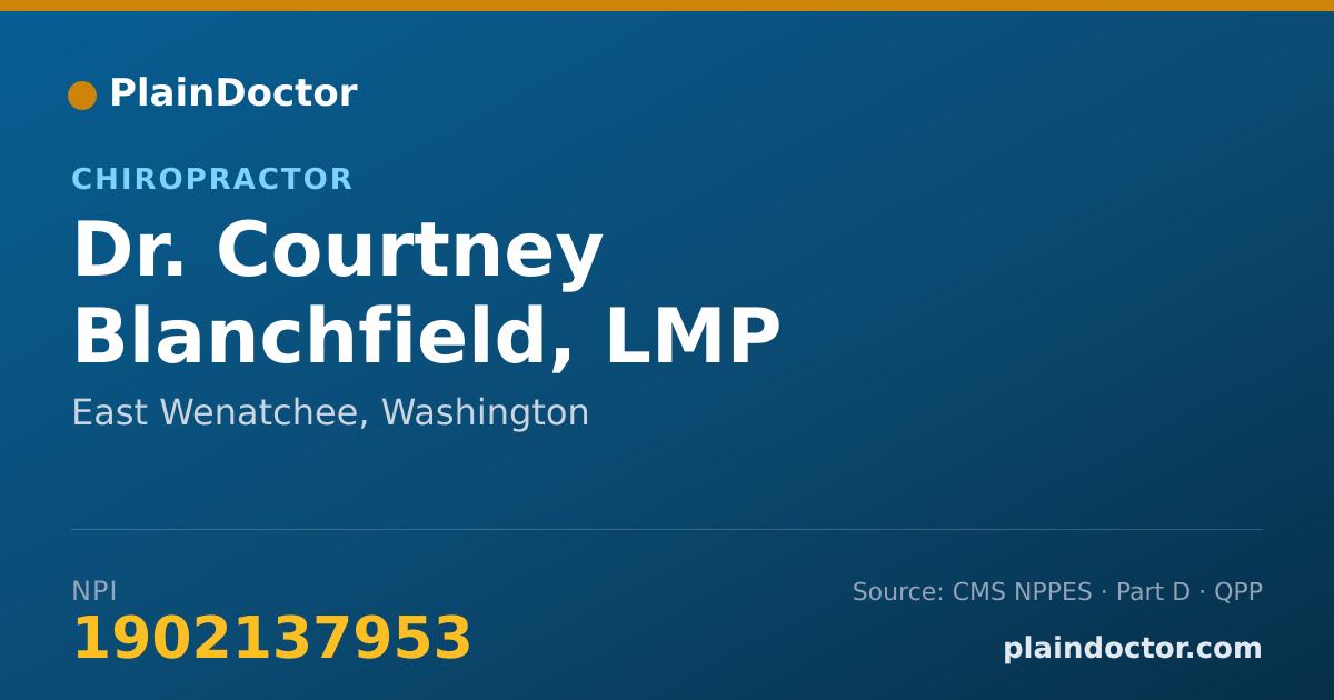 Shareable card for Courtney Blanchfield, LMP - Chiropractor, East Wenatchee, WA