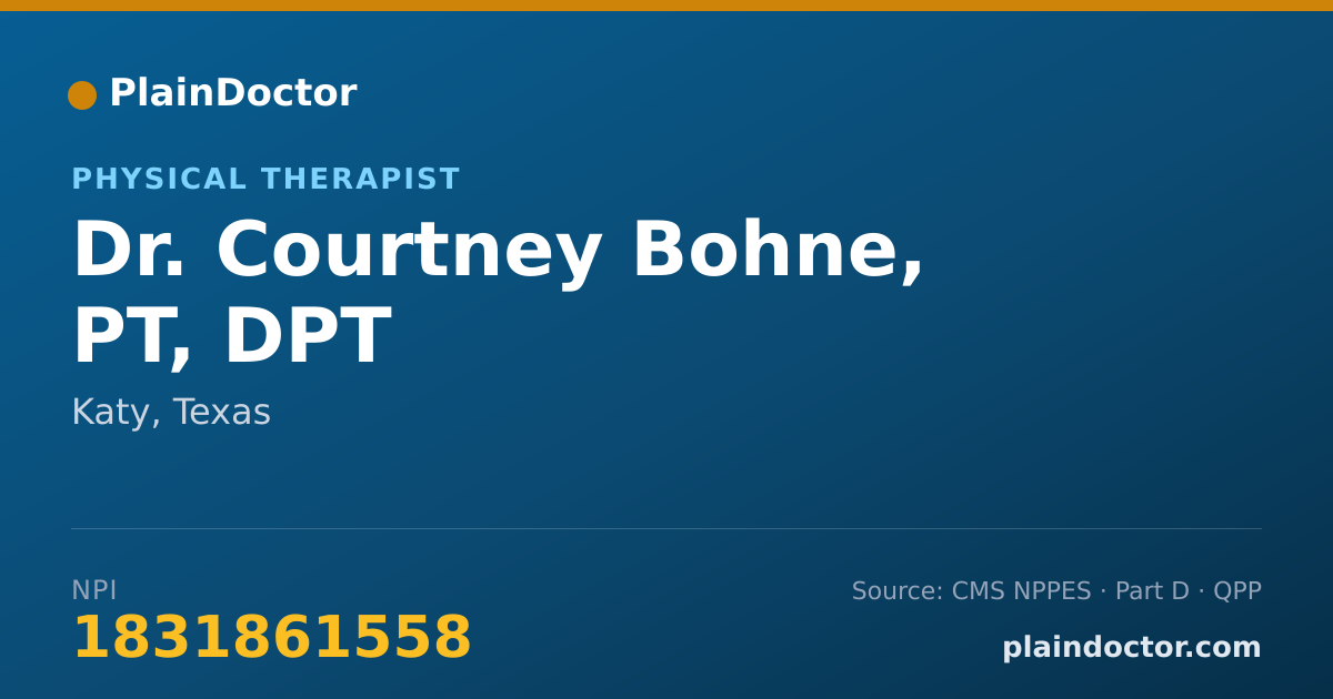 Shareable card for Courtney Bohne, PT, DPT - Physical Therapist, Katy, TX