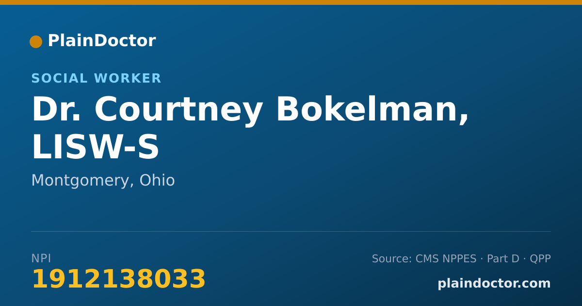 Shareable card for Courtney Bokelman, LISW-S - Social Worker, Montgomery, OH
