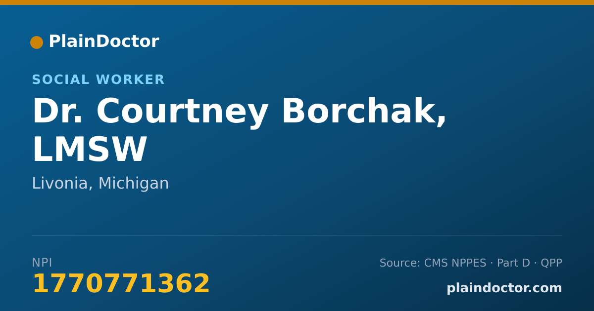 Shareable card for Courtney Borchak, LMSW - Social Worker, Livonia, MI